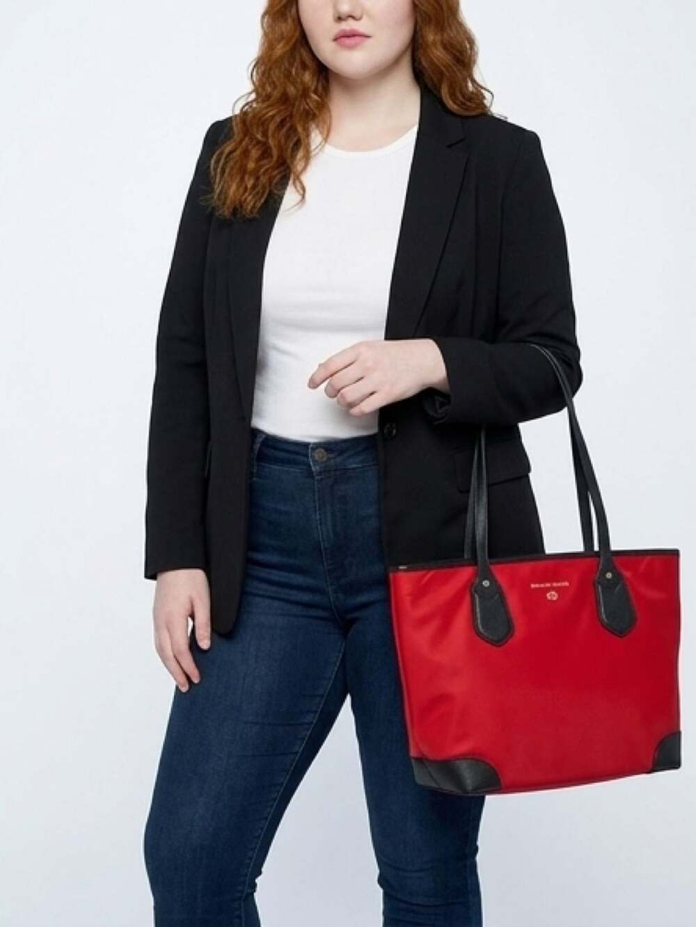 Michael Kors Eva Nylon Tote Bag in Red and Black - Picture 4 of 10
